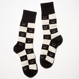 ACNE STUDIOS Checkerboard Socks - Black & Oatmeal Beige